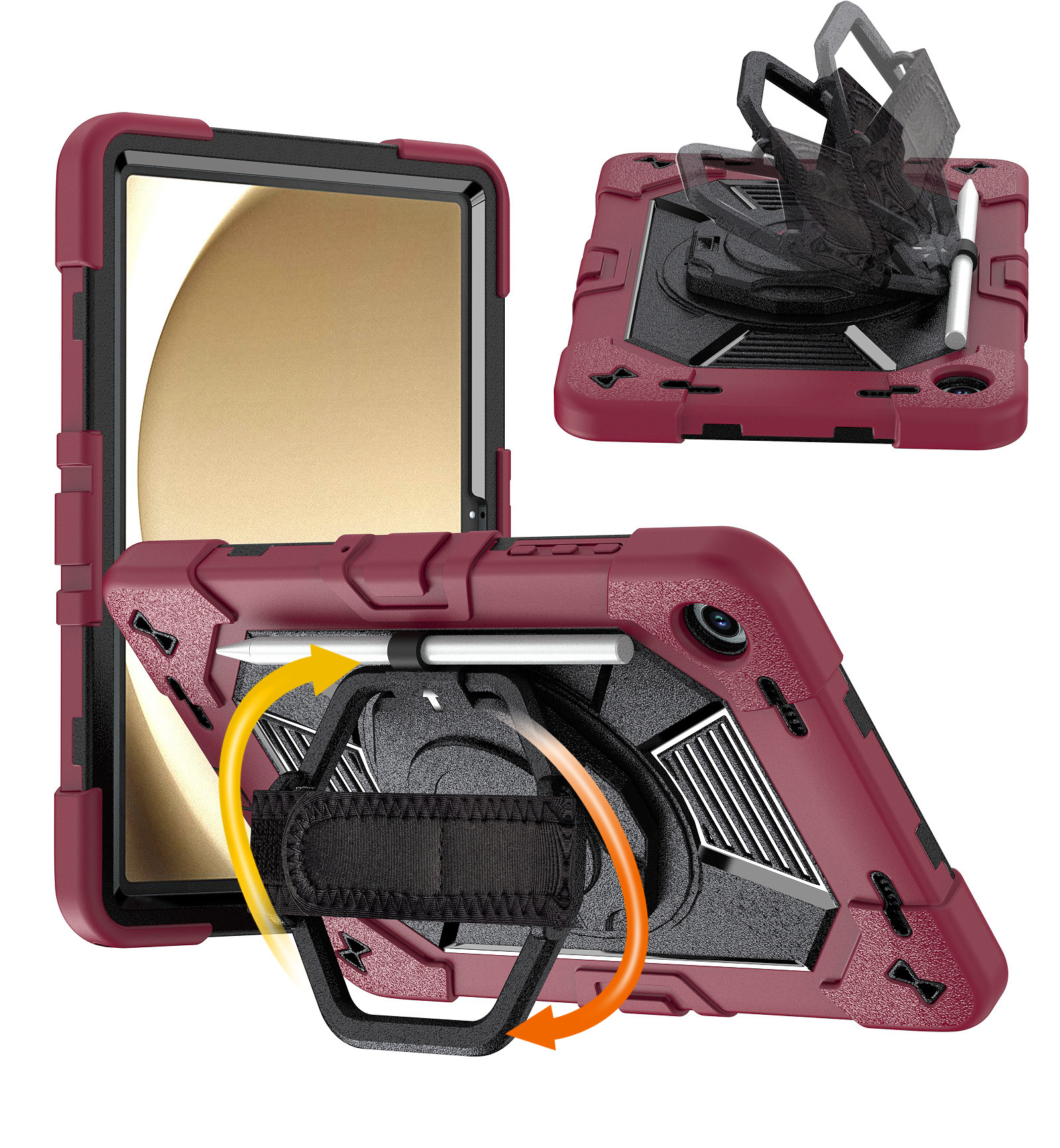 TOZIZO Heavy Duty Burgundy Black Tablet Case for Samsung Galaxy Tab A11 Plus 11