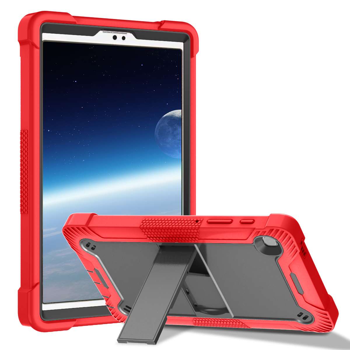 TOZIZO Red + Black Shockproof Samsung Tab A7 Lite Case Full Body Protective Kids Tablet Cover