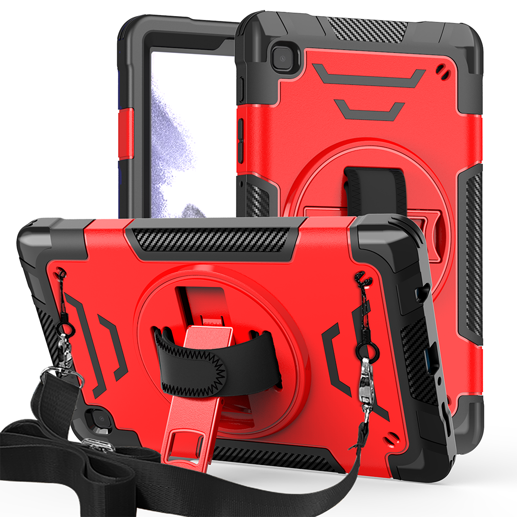 TOZIZO Heavy Duty Shockproof Samsung Tab A7 Lite Case with Kickstand - Red & Black