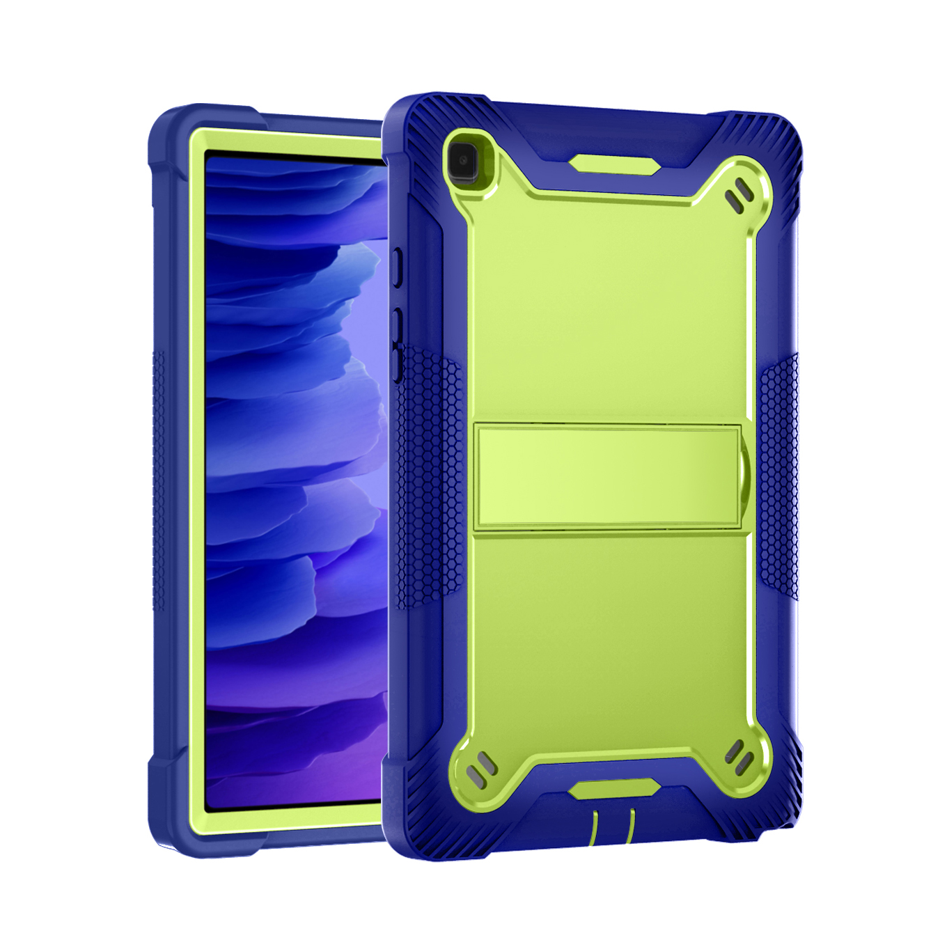 TOZIZO Yellow Green + Navy Blue Kids Education Tablet Case for Samsung Tab A7 10.4 Rugged Cover