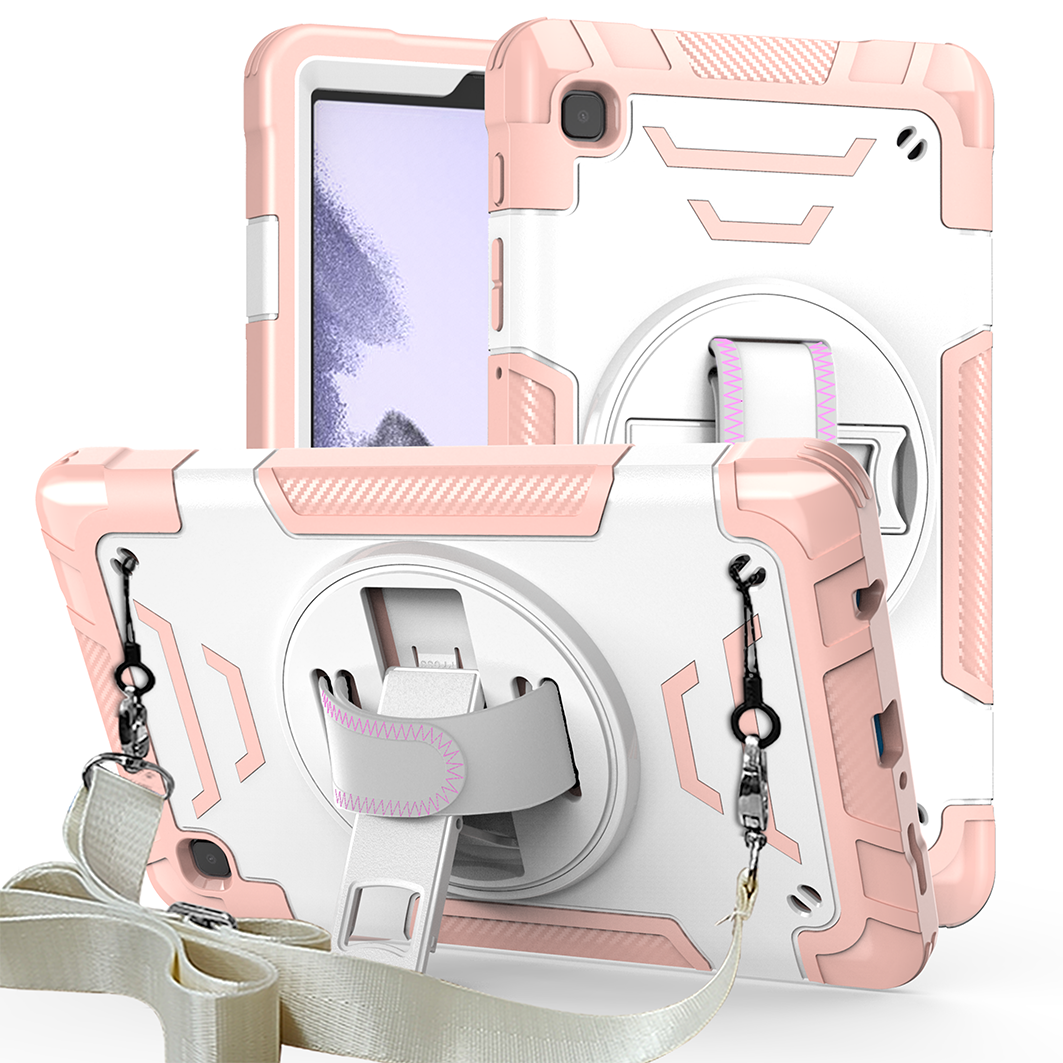 TOZIZO Shockproof Pink Samsung Tab A7 Lite Case for Kids with Stand & Strap