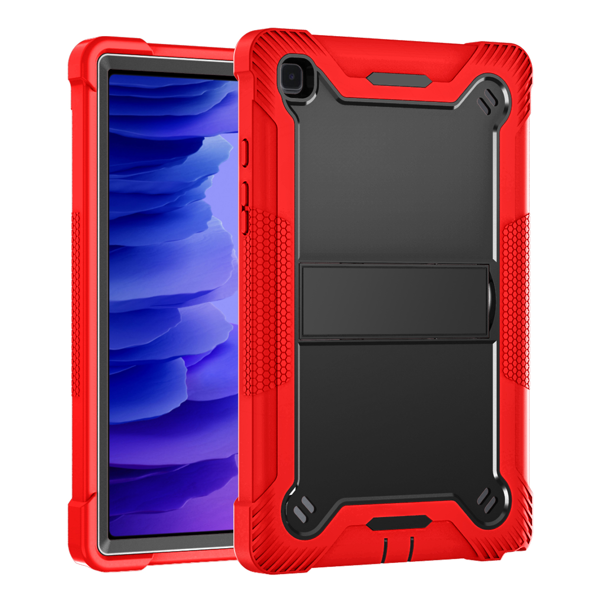 TOZIZO Red + Black Shockproof Silicone Tablet Case for Samsung Tab A7 10.4 Inch with Multi-Angle Kickstand