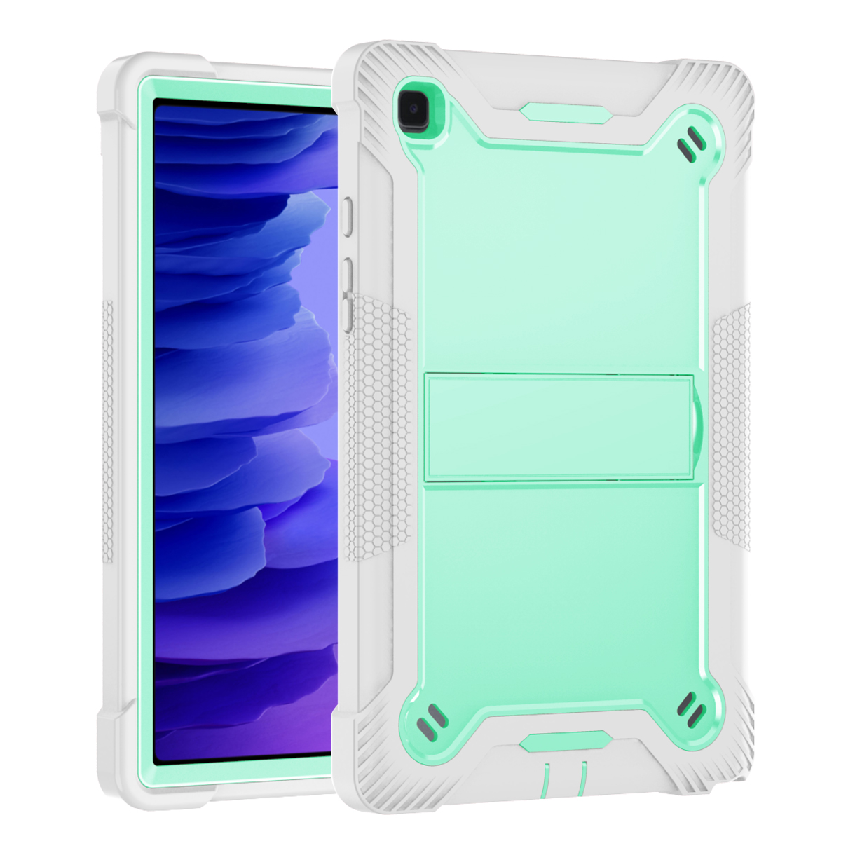 TOZIZO Mint Green + Gray Heavy Duty Rugged Tablet Case for Samsung Galaxy Tab A7 10.4 T500/T505/T509 with Kickstand