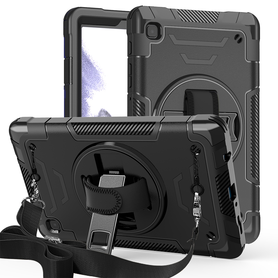 TOZIZO Full-Body Black Rugged Samsung Tab A7 Lite Case with 360° Kickstand