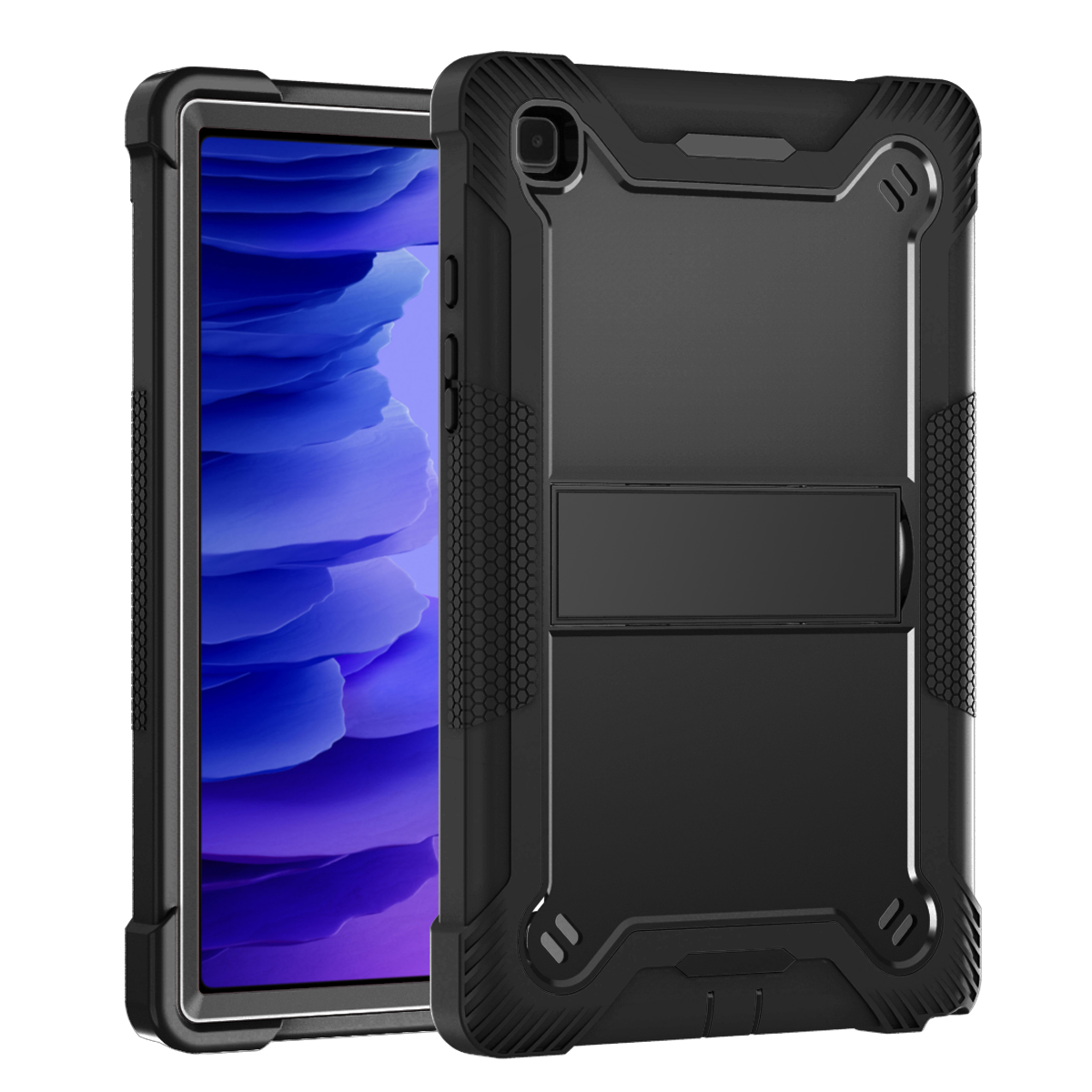 TOZIZO Black Rugged Armor Tablet Cover for Samsung Tab A7 10.4 Inch Triple Layer Protective Case