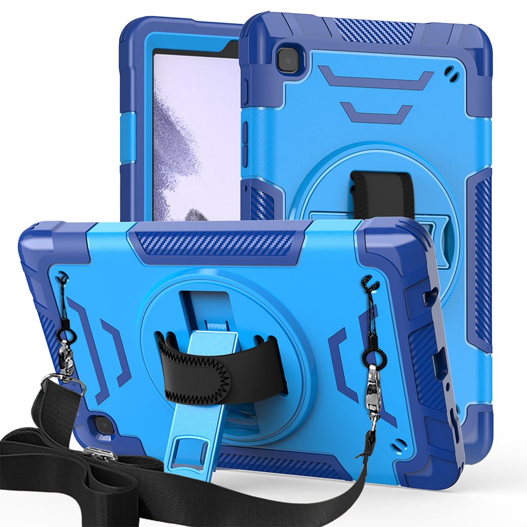 TOZIZO Blue Heavy Duty Samsung Tab A7 Lite Case with Kickstand & Strap