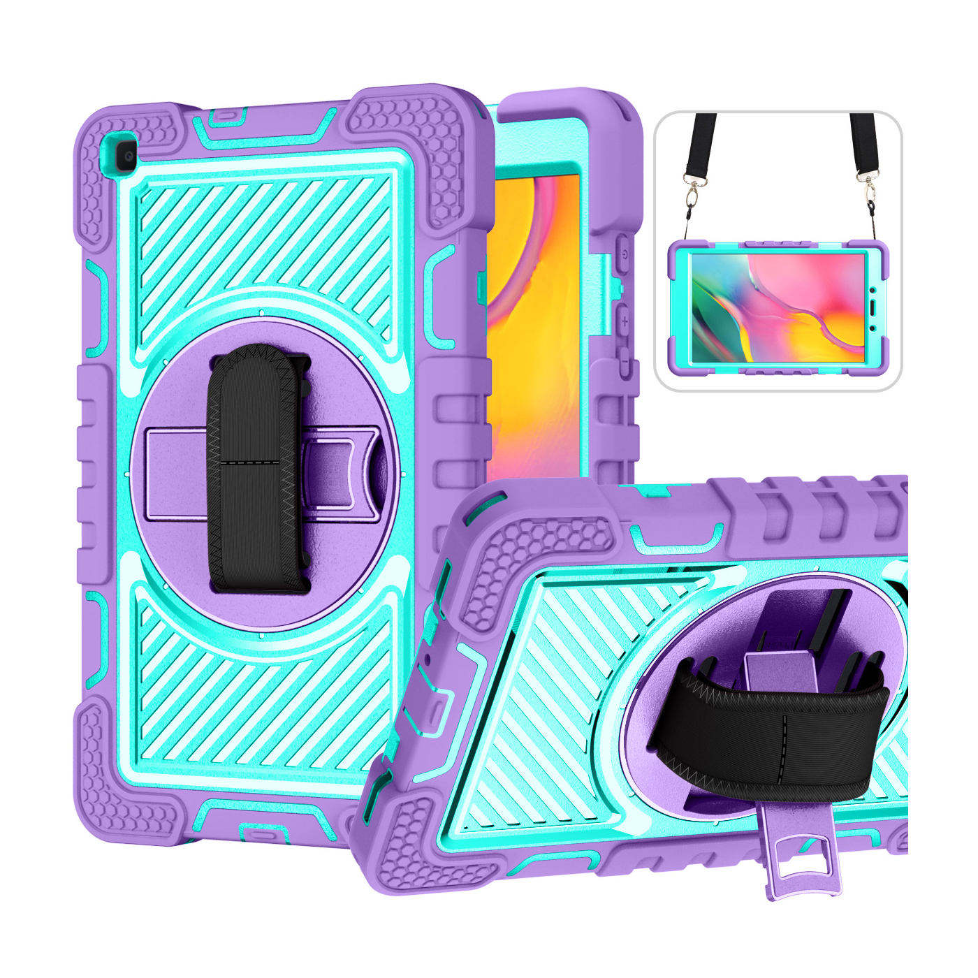 TOZIZO Purple+Mint Green Shockproof Tablet Case for Samsung Tab A 8.0 (2019) T290/T295