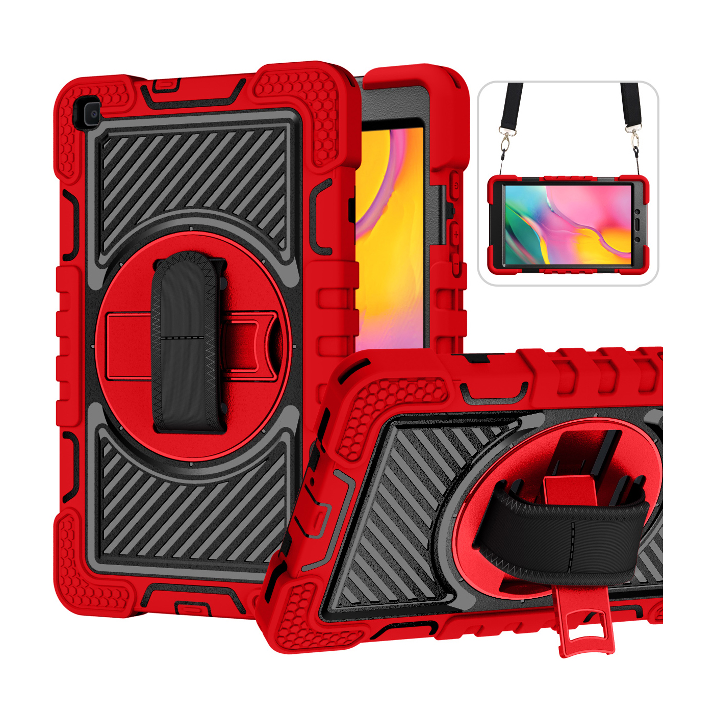 TOZIZO Red+Black Shockproof Tablet Case for Samsung Tab A 8.0 (2019) T290/T295