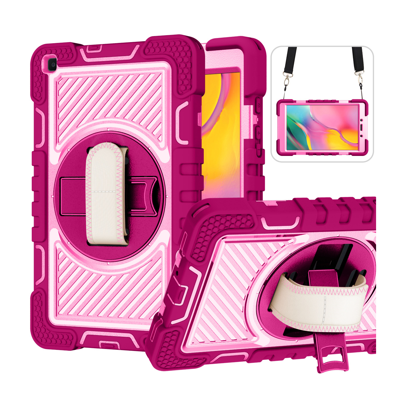 TOZIZO Rose Red+Pink Shockproof Tablet Case for Samsung Tab A 8.0 (2019) T290/T295