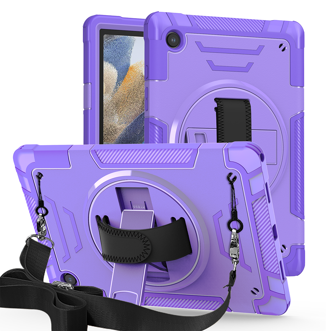 TOZIZO Shockproof Purple Samsung Tab A8 Case with Kickstand & Strap – Rugged Design