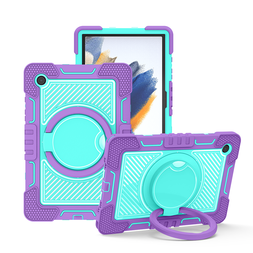 TOZIZO Samsung Tab A8 10.5 Shockproof Case with Rotating Stand - Purple & Mint Green