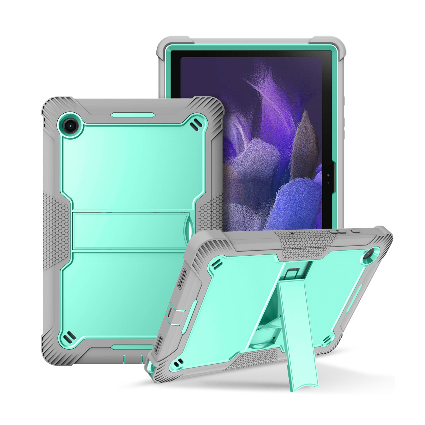 TOZIZO Samsung Galaxy Tab A8 10.5 Case Heavy Duty Rugged Shockproof Tablet Case with Kickstand (Mint Green + Gray)