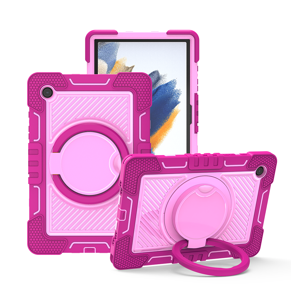 TOZIZO Samsung Tab A8 10.5 Rugged Case with Kickstand - Rose Red & Pink