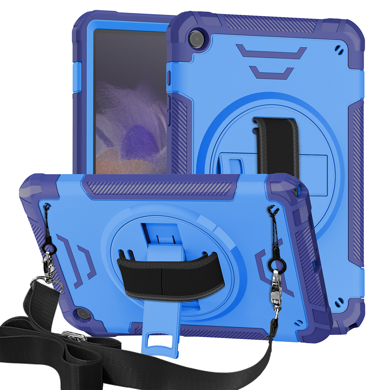 TOZIZO Blue Kids Tablet Case for Samsung Tab A9 Plus | Shockproof Rugged Case with Kickstand & Strap