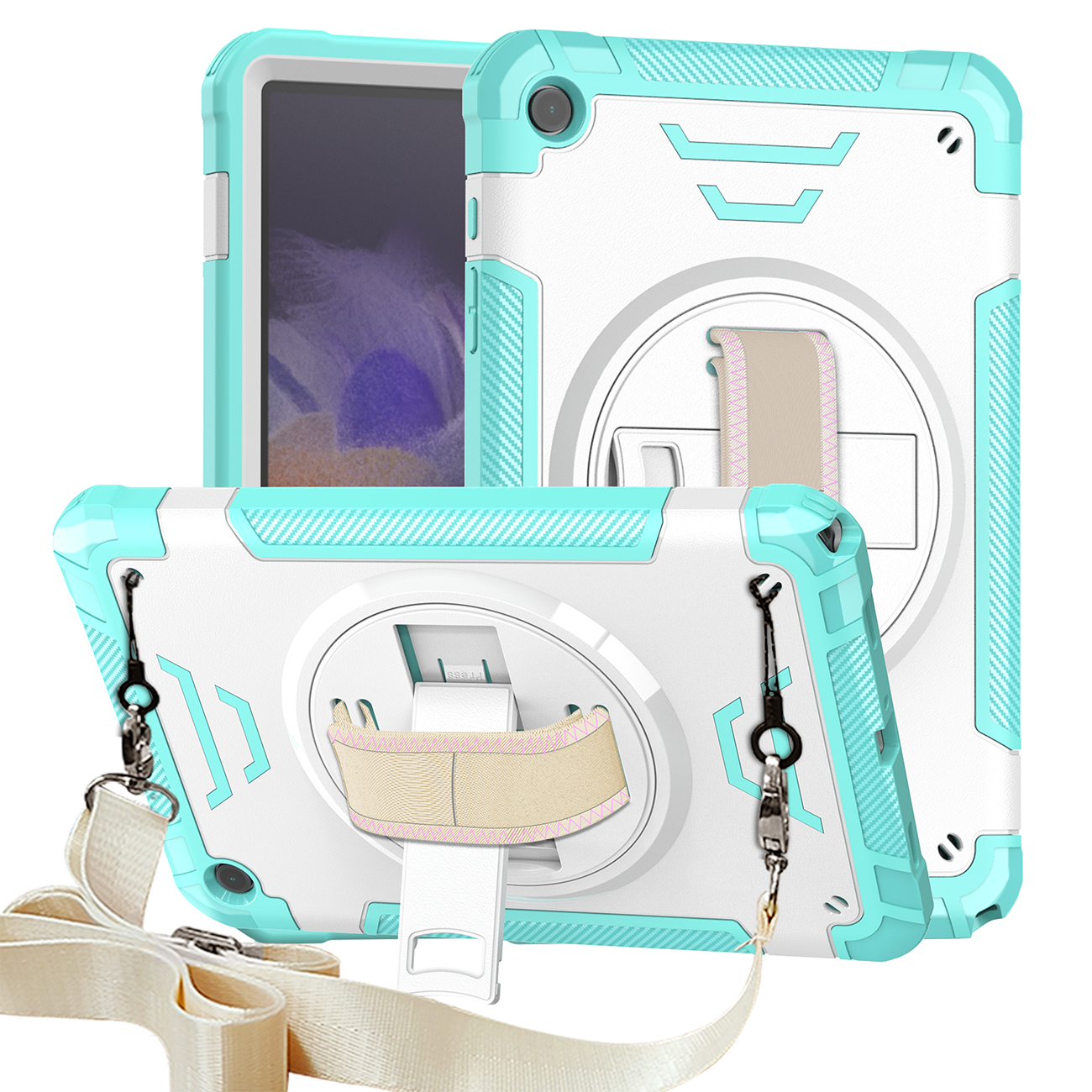 TOZIZO Mint Green Rugged Tablet Case for Samsung Tab A9 Plus (2023) X210/X215/X216 - Kickstand & Hand Strap