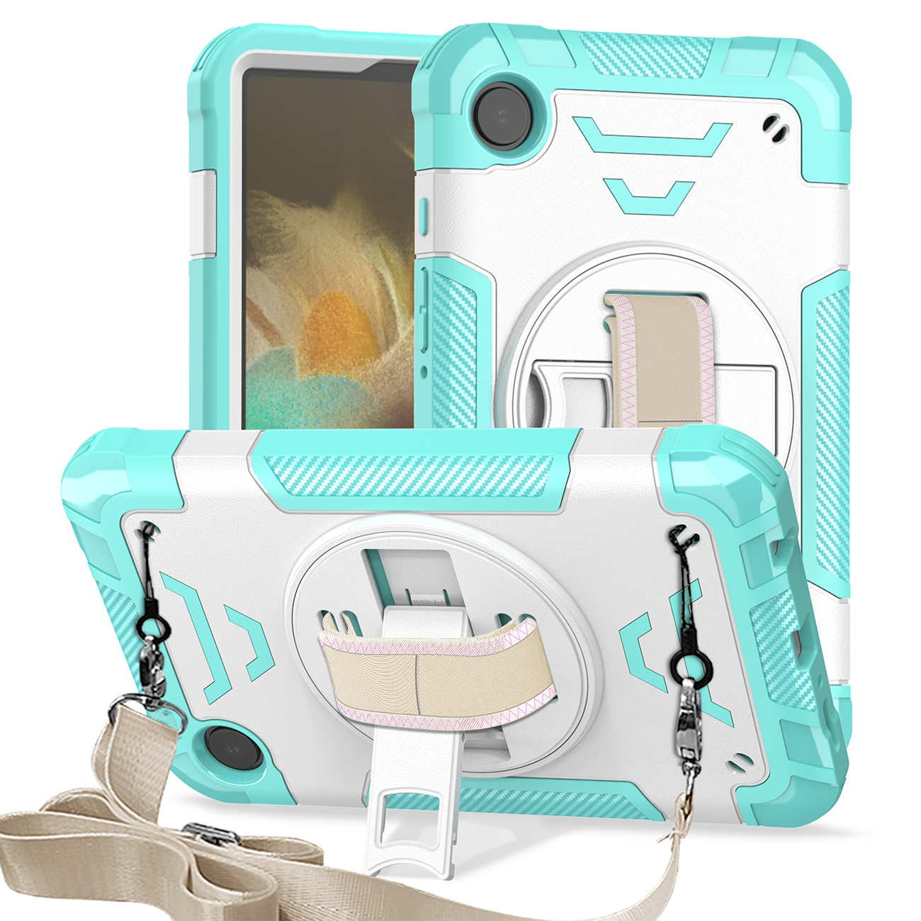 TOZIZO Mint Green Heavy Duty Rugged Tablet Case with Stand for Samsung Tab A9 8.7 Inch