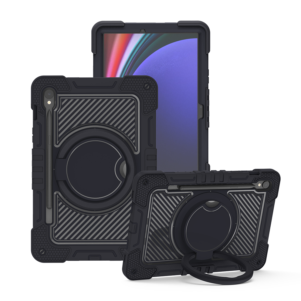 TOZIZO Full Body Rugged Tablet Case for Samsung Tab S10 FE - Black with 360° Kickstand