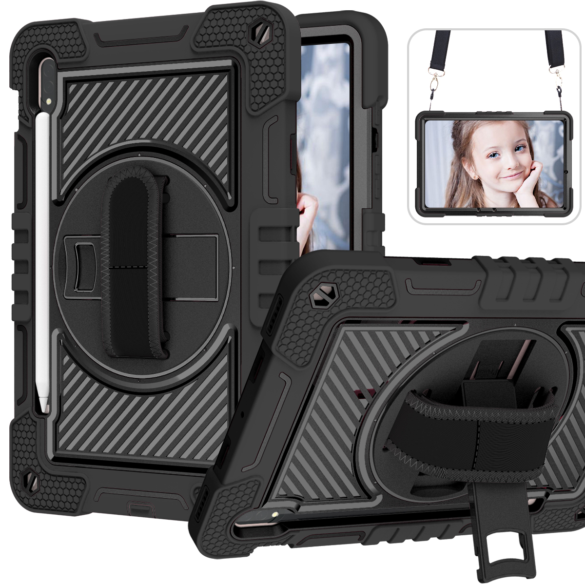 TOZIZO Samsung Tab S10 Lite X406B 11 inch Tablet Case – All Black Rugged Shockproof 360° Cover