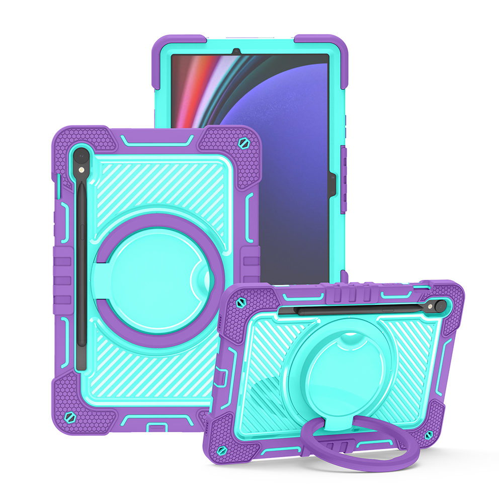 TOZIZO 360° Rotating Handle Grip Tablet Case for Samsung Tab S10 Lite - Purple & Mint Green