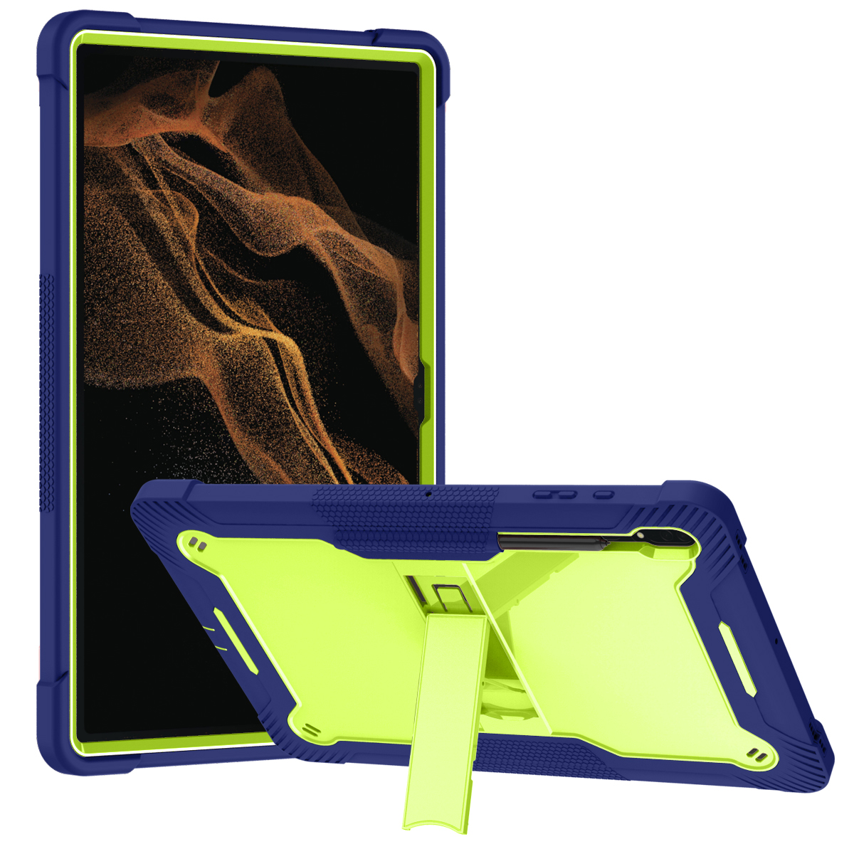 TOZIZO Yellow Green Navy Blue Survivor Series Tablet Case Samsung Galaxy Tab S10 Ultra Armor Cover