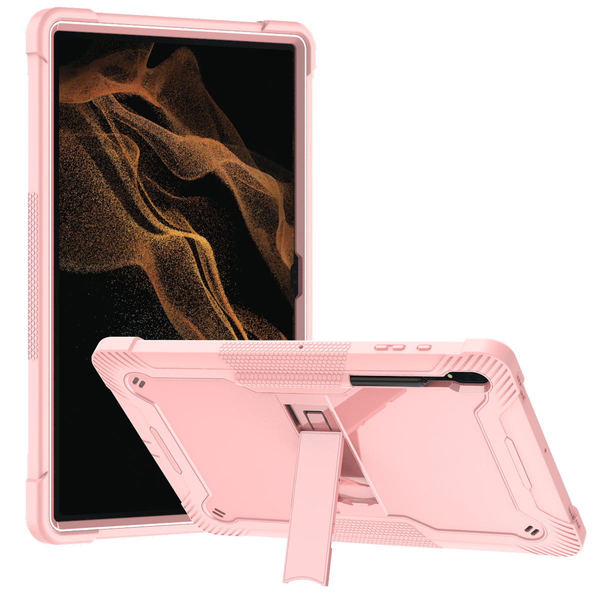 TOZIZO Pink Silicone Tablet Case for Samsung Galaxy Tab S10 Ultra Shockproof Full Body Cover