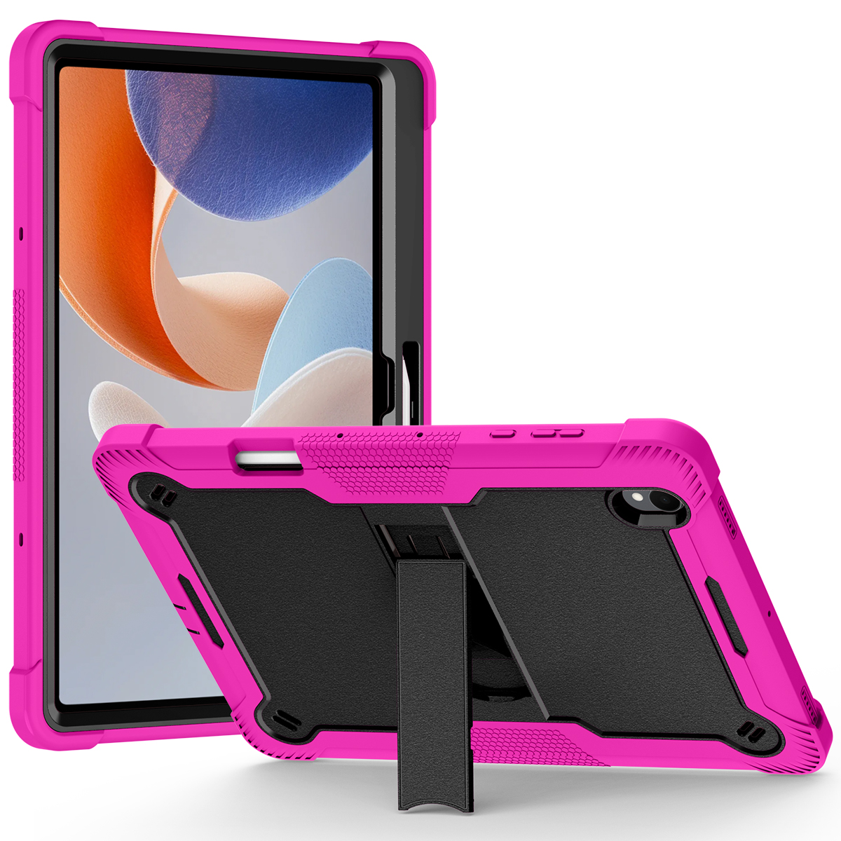 TOZIZO Kids Education Shockproof Case for Samsung Tab S12 Plus 12.4 – Rose Red & Black