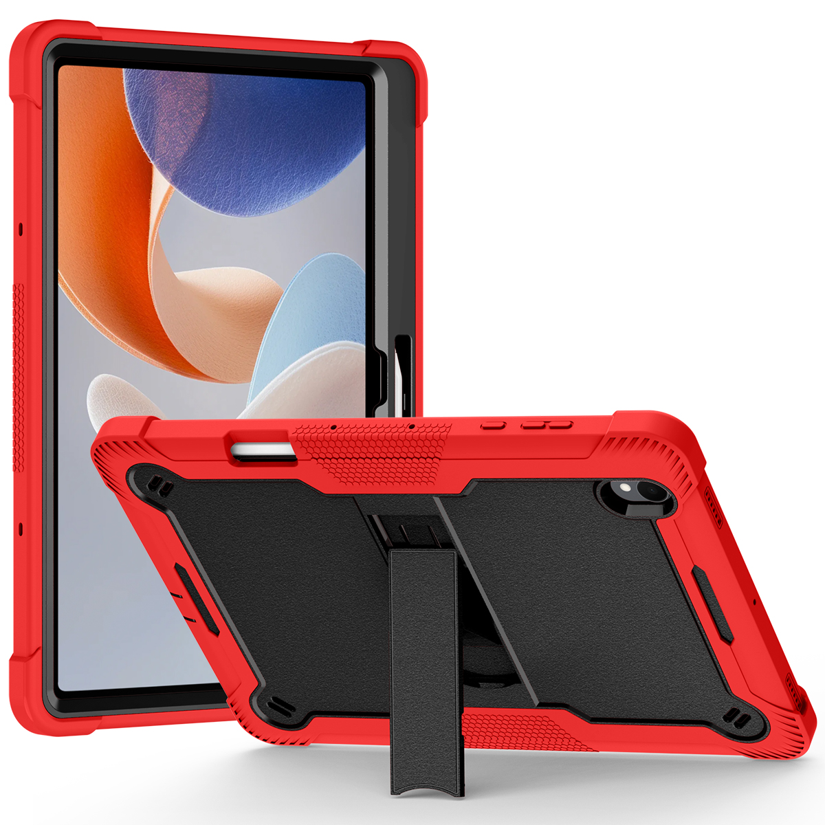 TOZIZO 3-Layer Heavy Duty Case for Samsung Tab S12 Plus 12.4 – Red & Black
