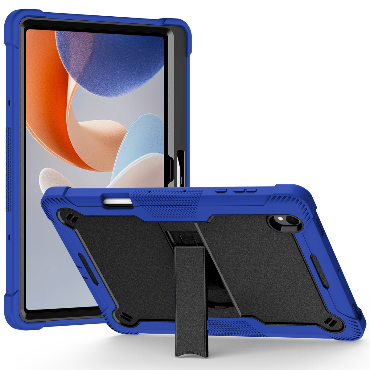 TOZIZO Full Body Protective Case for Samsung Tab S12 Plus 12.4 with Stand – Dark Blue & Black