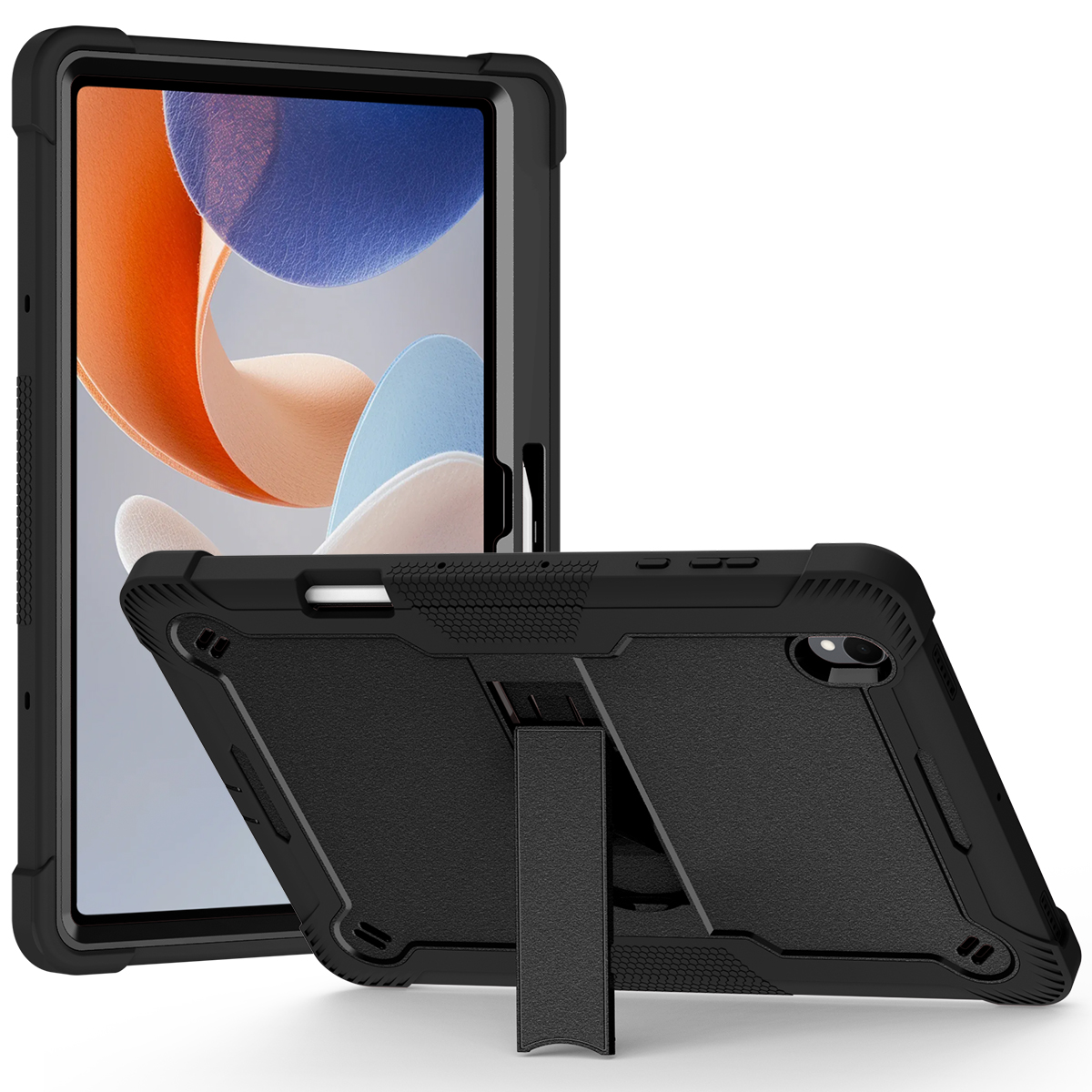 TOZIZO 3 Layers Shockproof Tablet Case for Samsung Tab S12 Plus 12.4 with Kickstand – Black