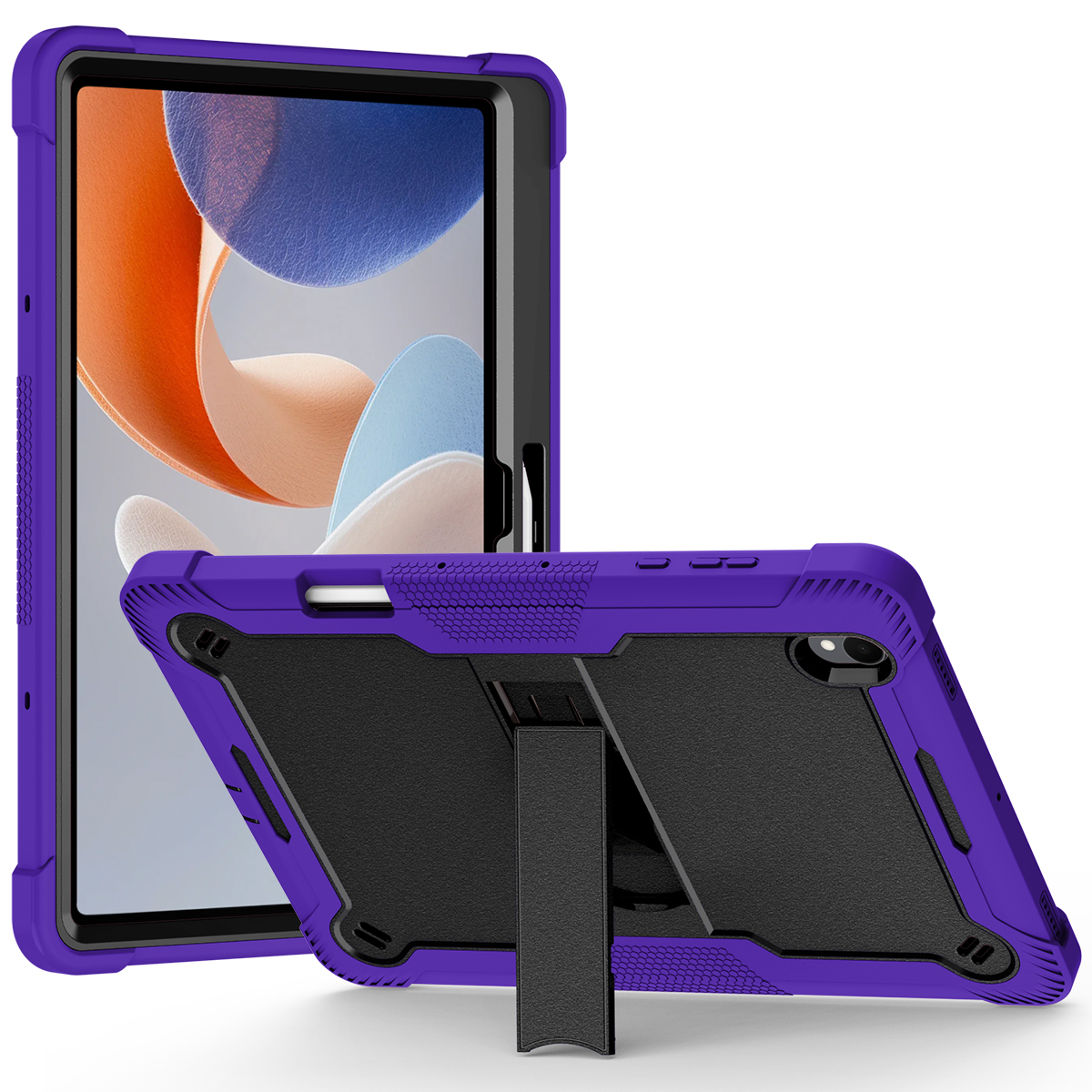TOZIZO Rugged Survivor Tablet Case for Samsung Tab S12 Plus 12.4 with Kickstand – Purple & Black