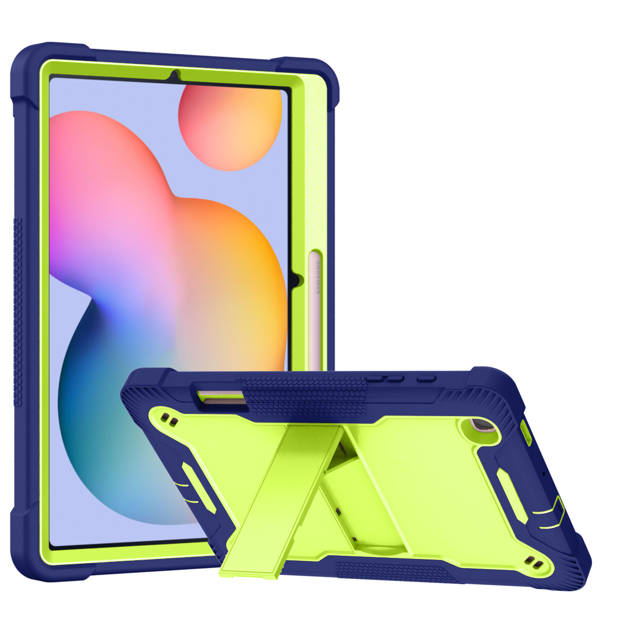 TOZIZO Mint Green Gray Shockproof Tab S6 Lite Tablet Case with Kickstand Heavy Duty Rugged Cover