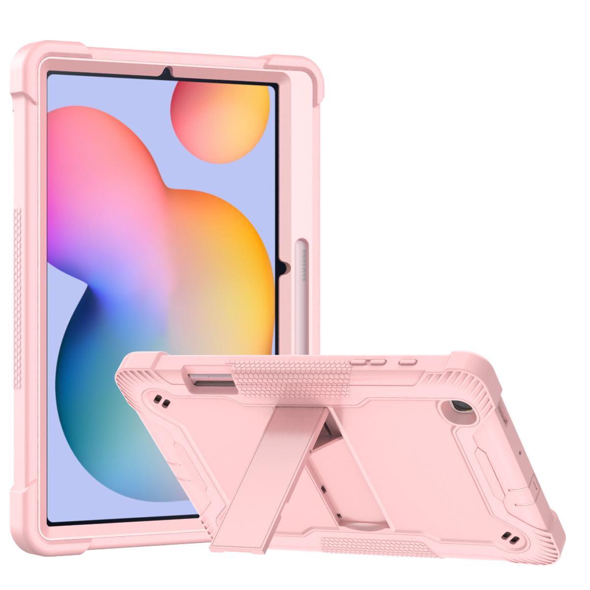 TOZIZO Pink Shockproof Pad Tablet Case for Samsung Tab S6 Lite with Built-in Kickstand