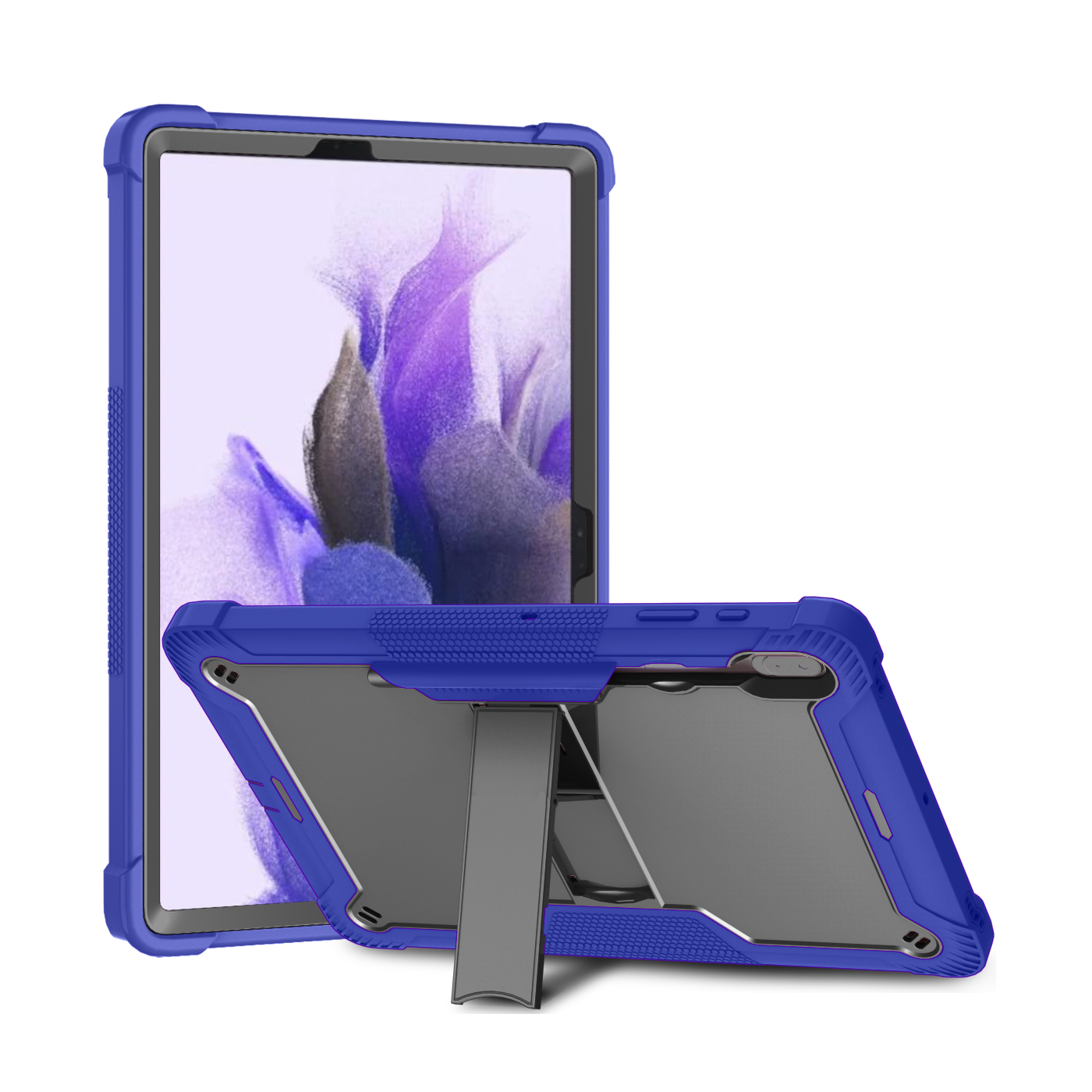TOZIZO Dark Blue Black Rugged Tablet Case for Samsung Tab S7 FE Full Body Protective Shockproof Cover