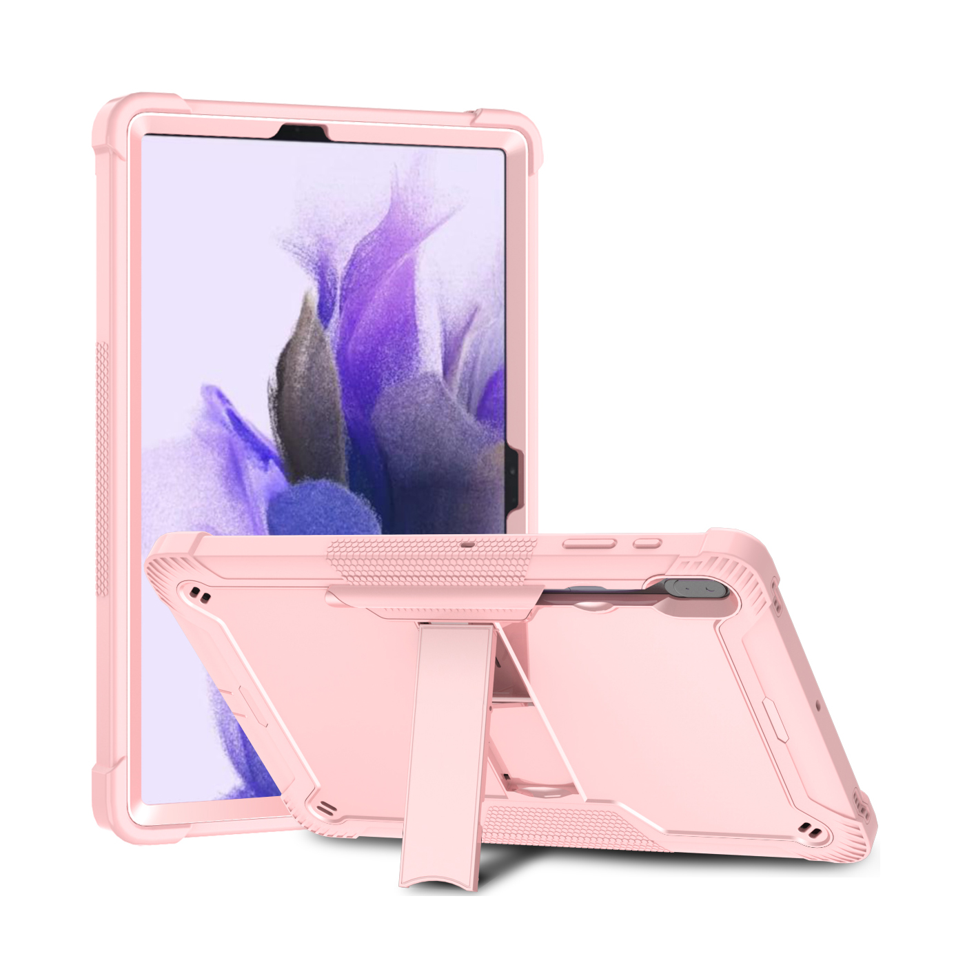 TOZIZO Pink Shockproof Tablet Case for Samsung Tab S7 FE Kids Safe Protective Cover with Stand