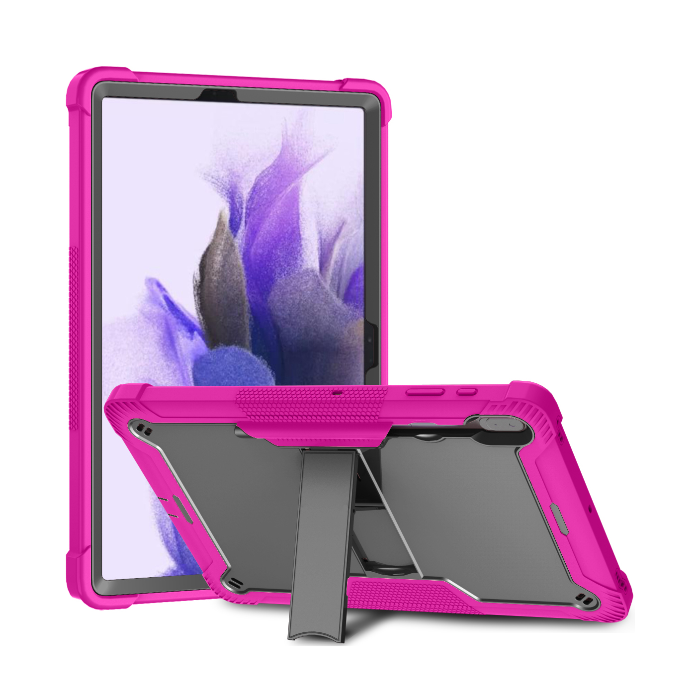 TOZIZO Rose Red Black Kids Education Tablet Case for Samsung Tab S7 FE with Multi Angle Kickstand
