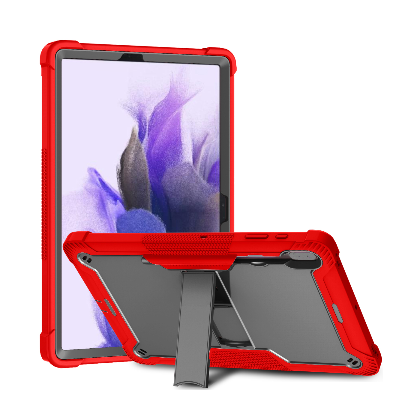 TOZIZO Red Black Silicone Tablet Case for Samsung Tab S7 FE 12.4 Heavy Duty Survivor Protective Cover