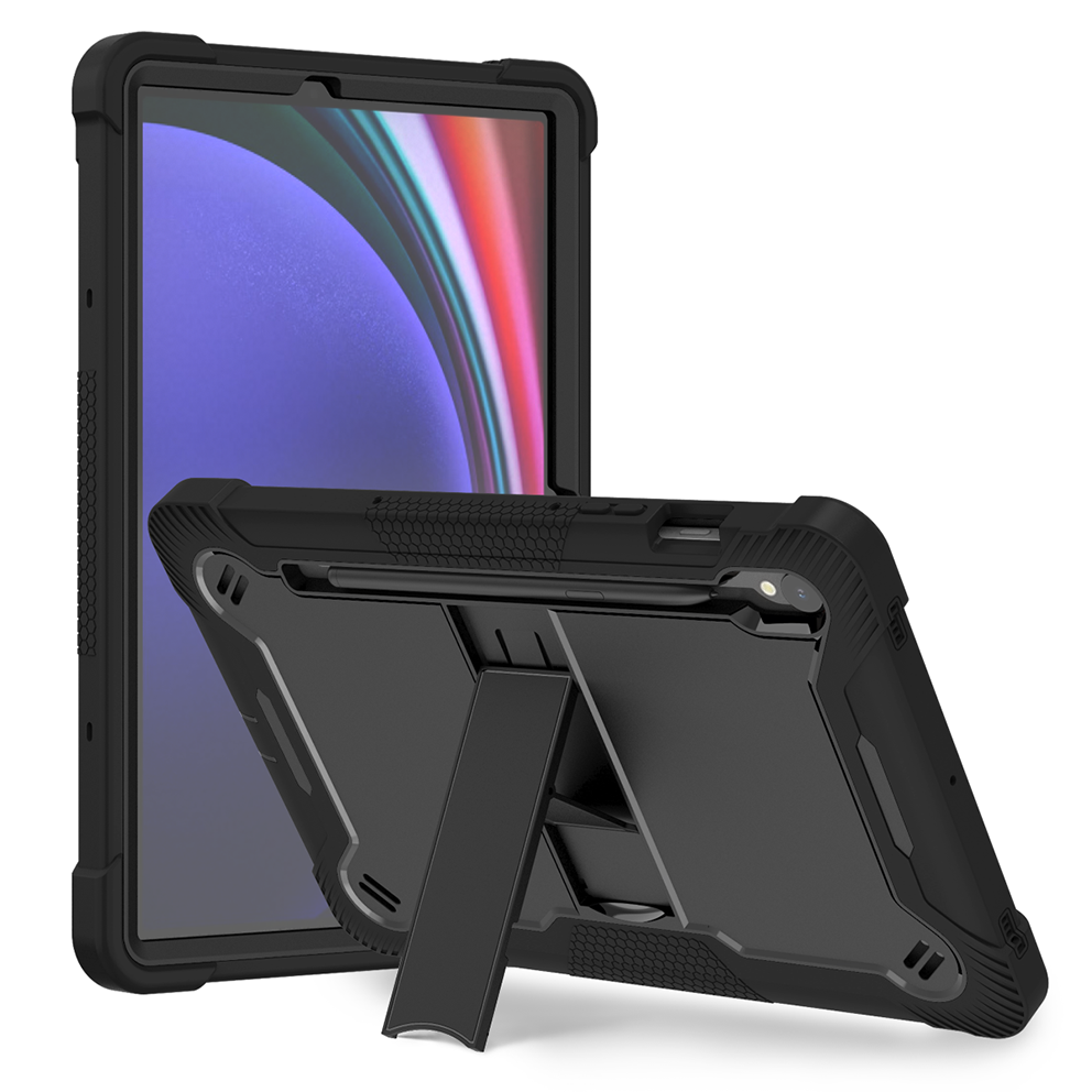TOZIZO Black Samsung Tab S9 FE 11 Inch Shockproof Rugged Tablet Case Full Body Protective Cover with Built in Stand