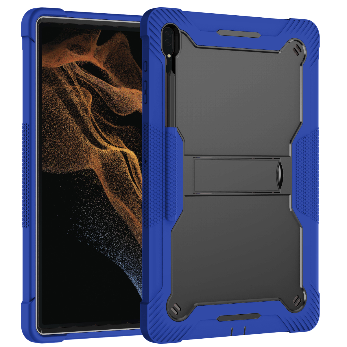 TOZIZO Dark Blue + Black Full Body Protective Tablet Case for Samsung Galaxy Tab S9 Ultra | Rugged Defender Cover