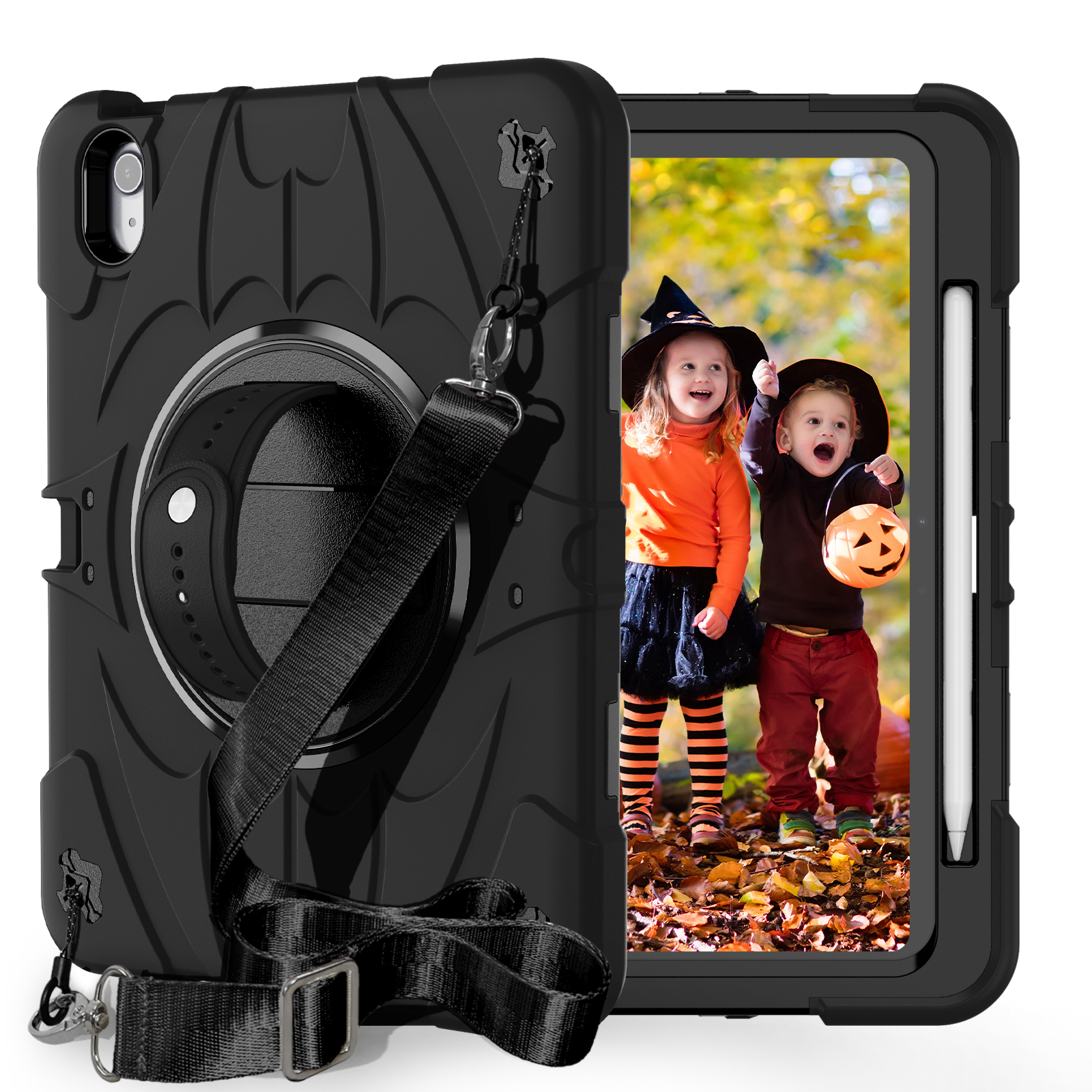 TOZIZO Muiti-funcational Sturdy Shockproof Rugged Case for iPad Air 11 2024 with Kickstand & 360° Hand Strap
