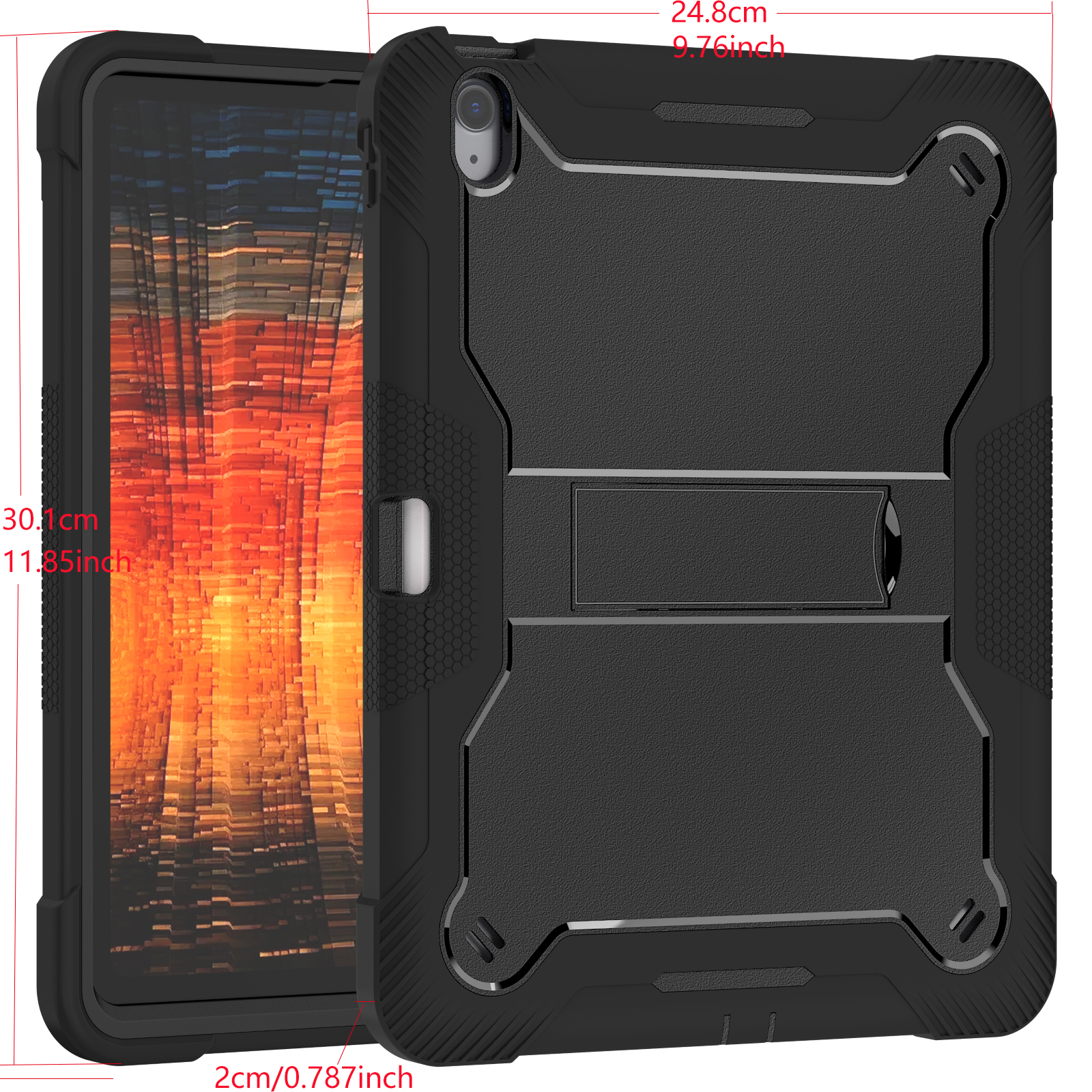 TOZIZO Heavy Duty Rugged iPad Air 13 M5 2025 Tablet Case – Shockproof Full Body Protective Kickstand Cover (Black)
