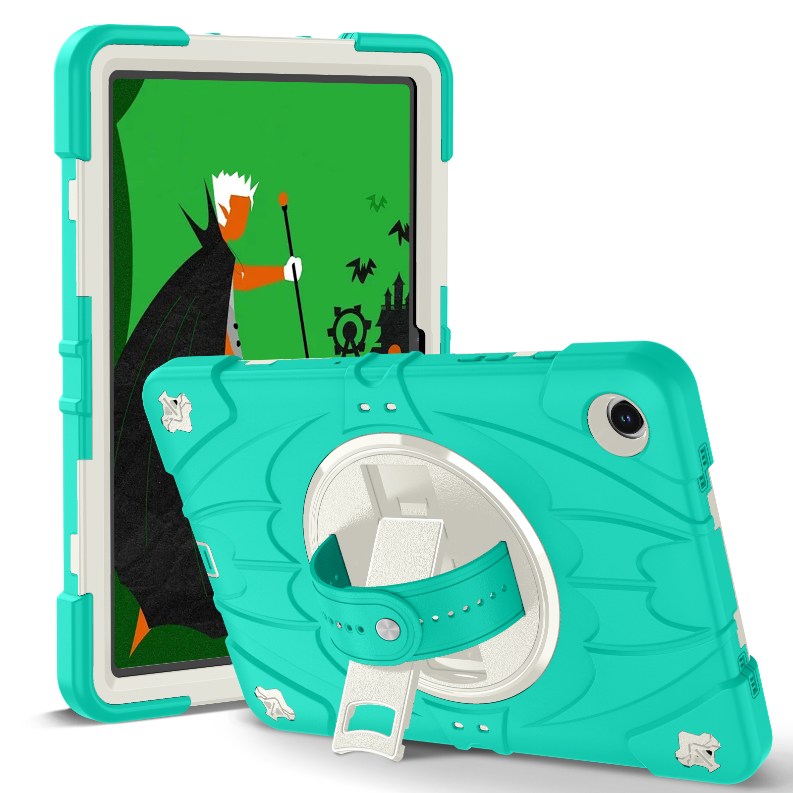 TOZIZO Shockproof Defender Tablet Case for Kids with 360° Rotating Kickstand & Hand Strap | 3-Layer Protection