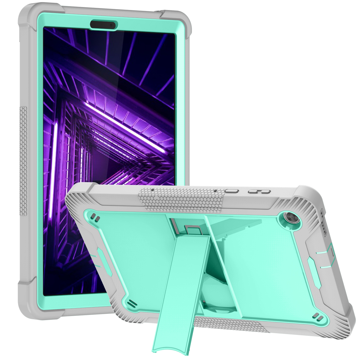 TOZIZO Mint Green Silicone Hybrid Tablet Case for Lenovo Tab M10 Plus / K10 - Sturdy Full Body Protection for Kids