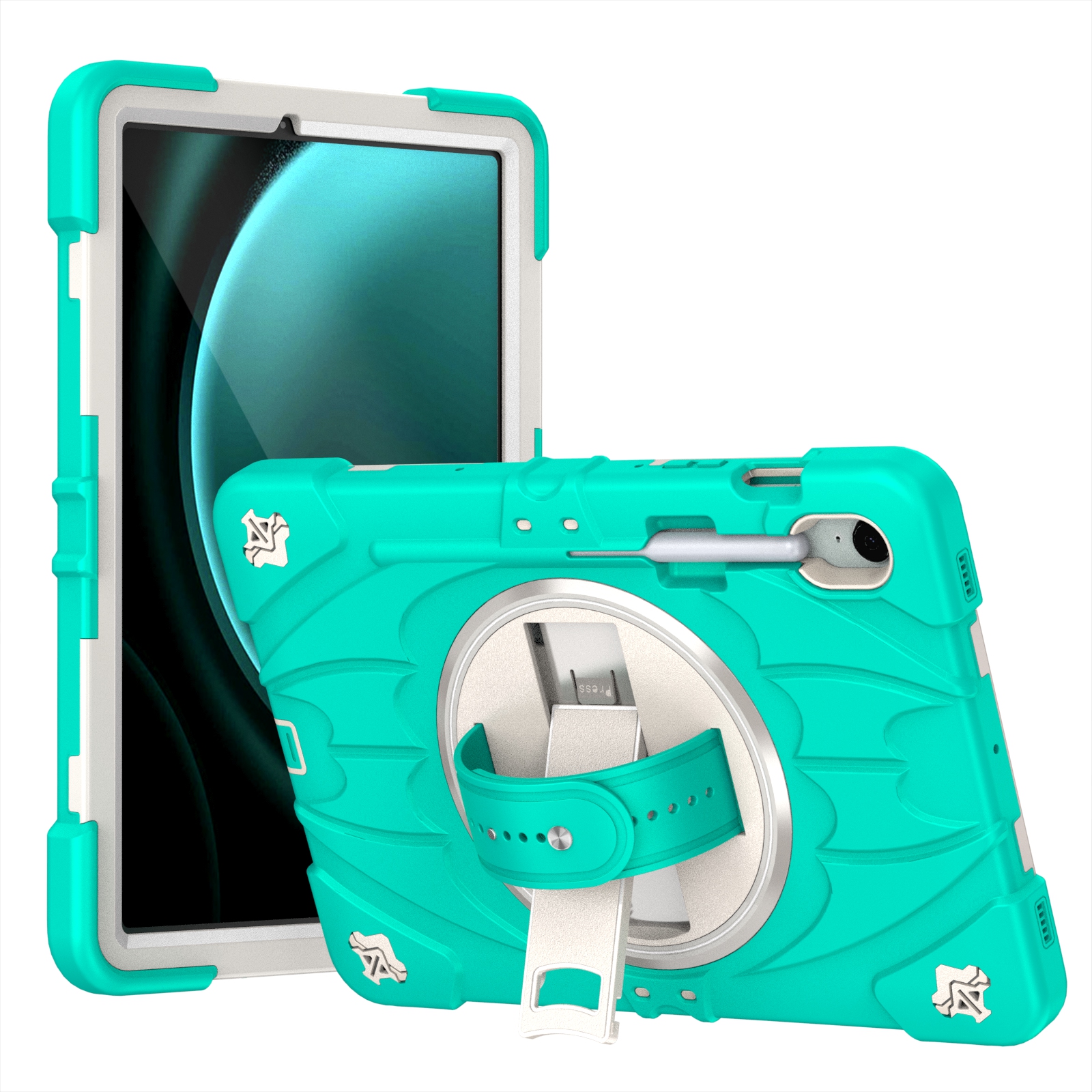 TOZIZO Samsung Galaxy Tab S11 Protective Case with Kickstand, 360° Rotation Grip Strap & Triple-Layer Design