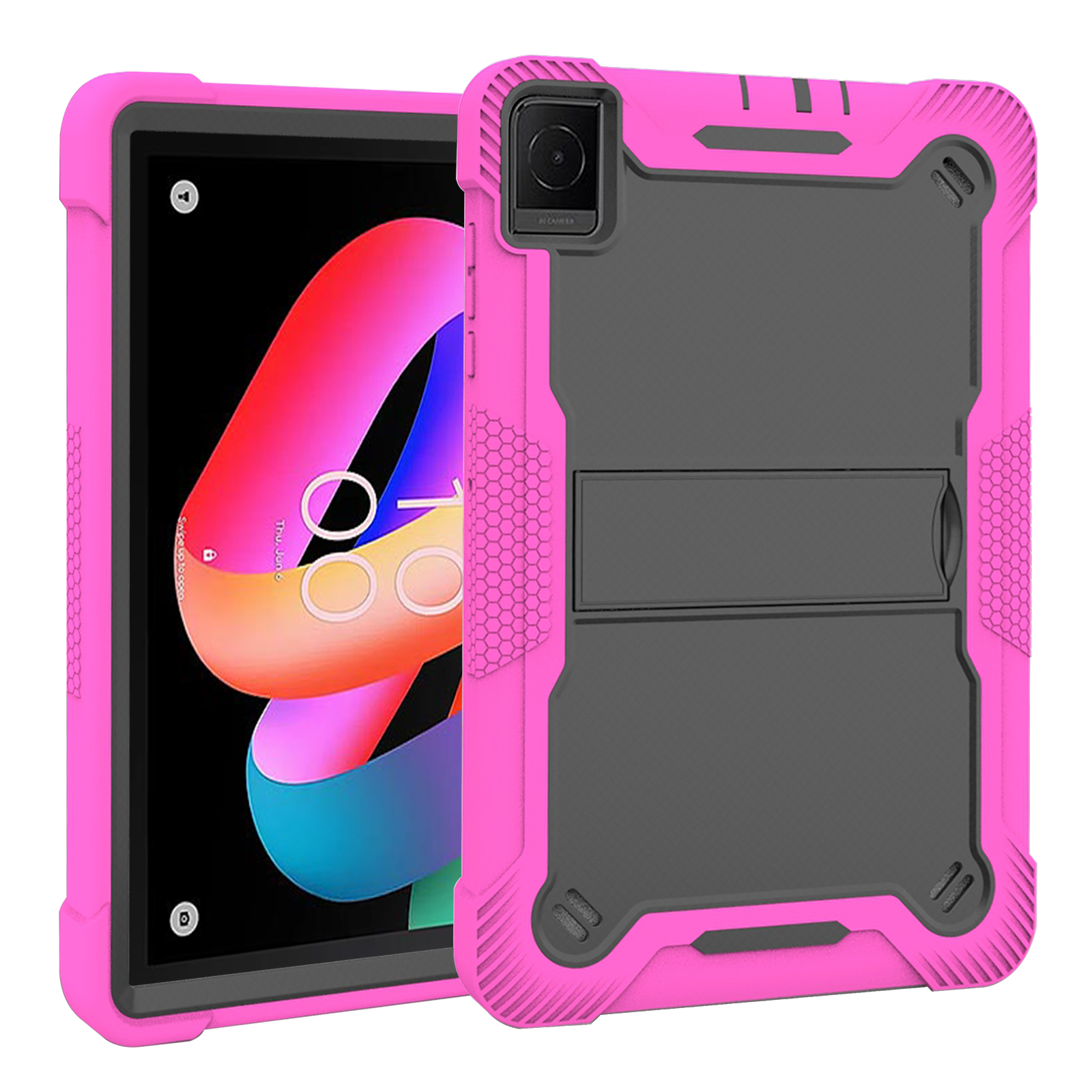 TOZIZO Hot Pink Rugged Survivor TCL Tab 10L Case – Kid Friendly Shockproof Stand Tablet Cover