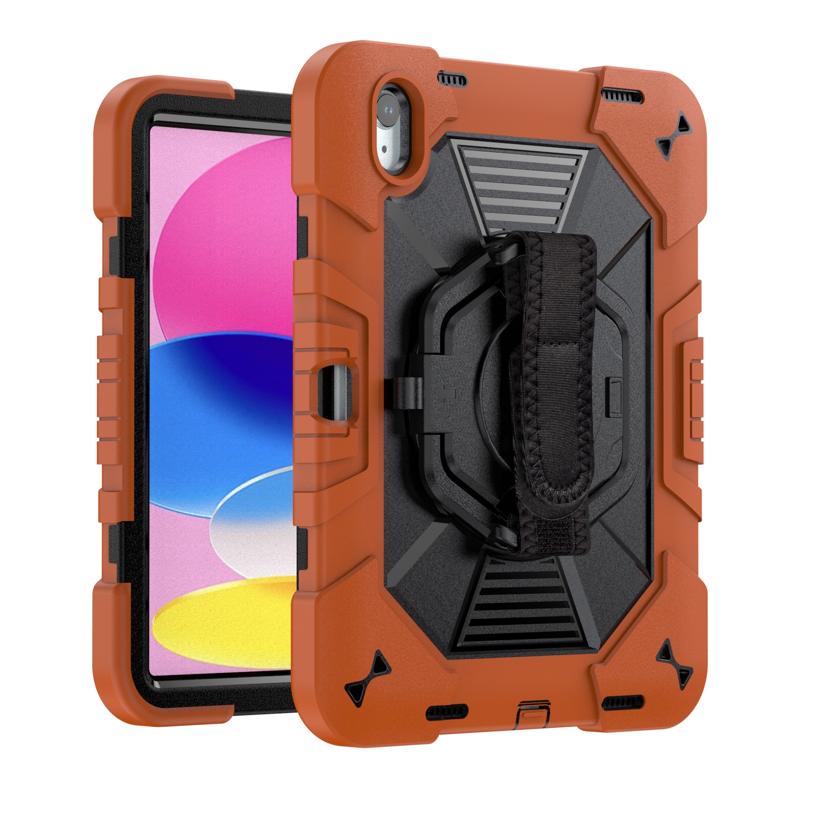 TIZIZO Orange and Black 3-Layer Protection iPad 10th / iPad 11th A16 Tablet Case for Warehouse Logistics Field Use with Shoulder strap