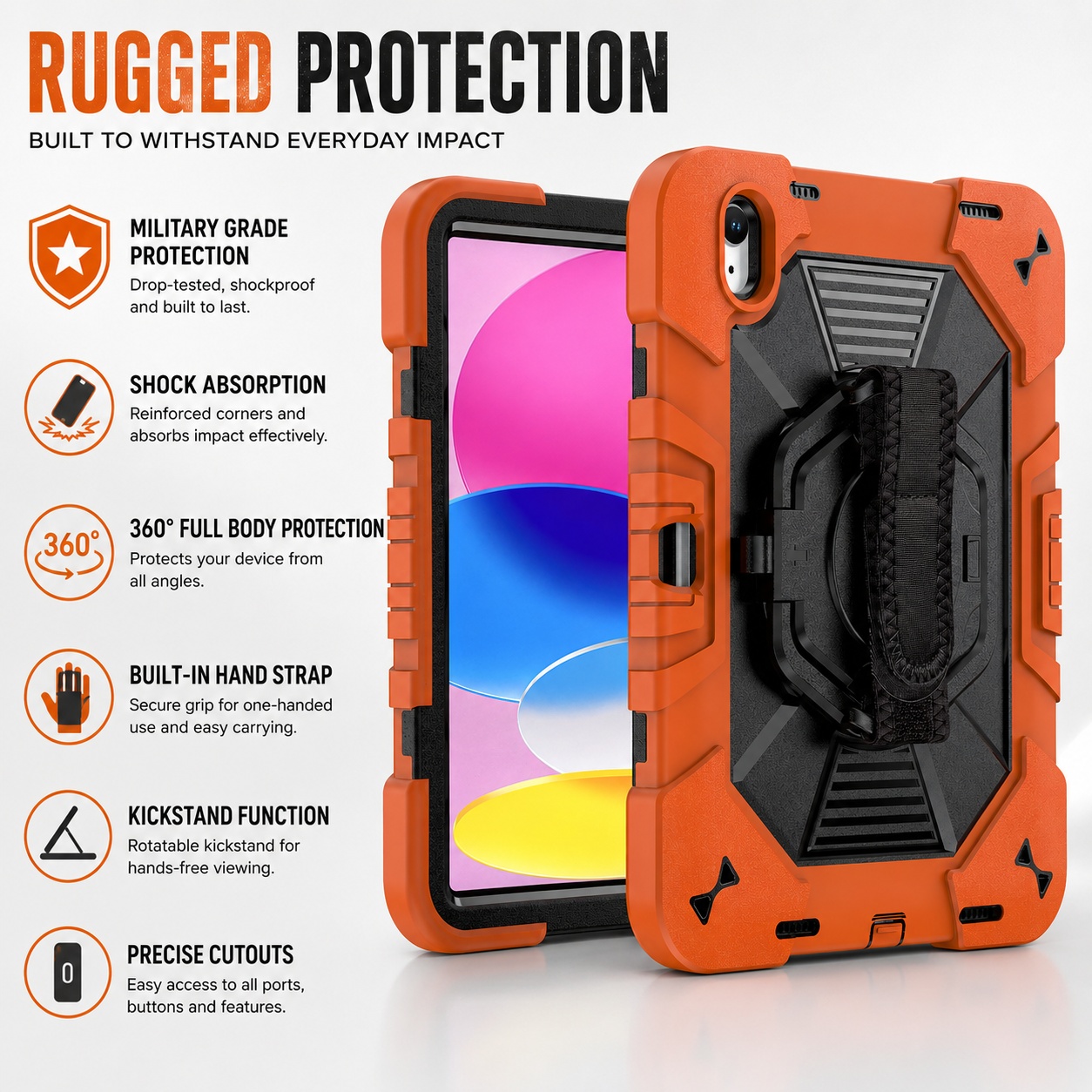 TIZIZO Outdoor Orange Field Service iPad Case for Engineers Technicians and Mobile Workforce