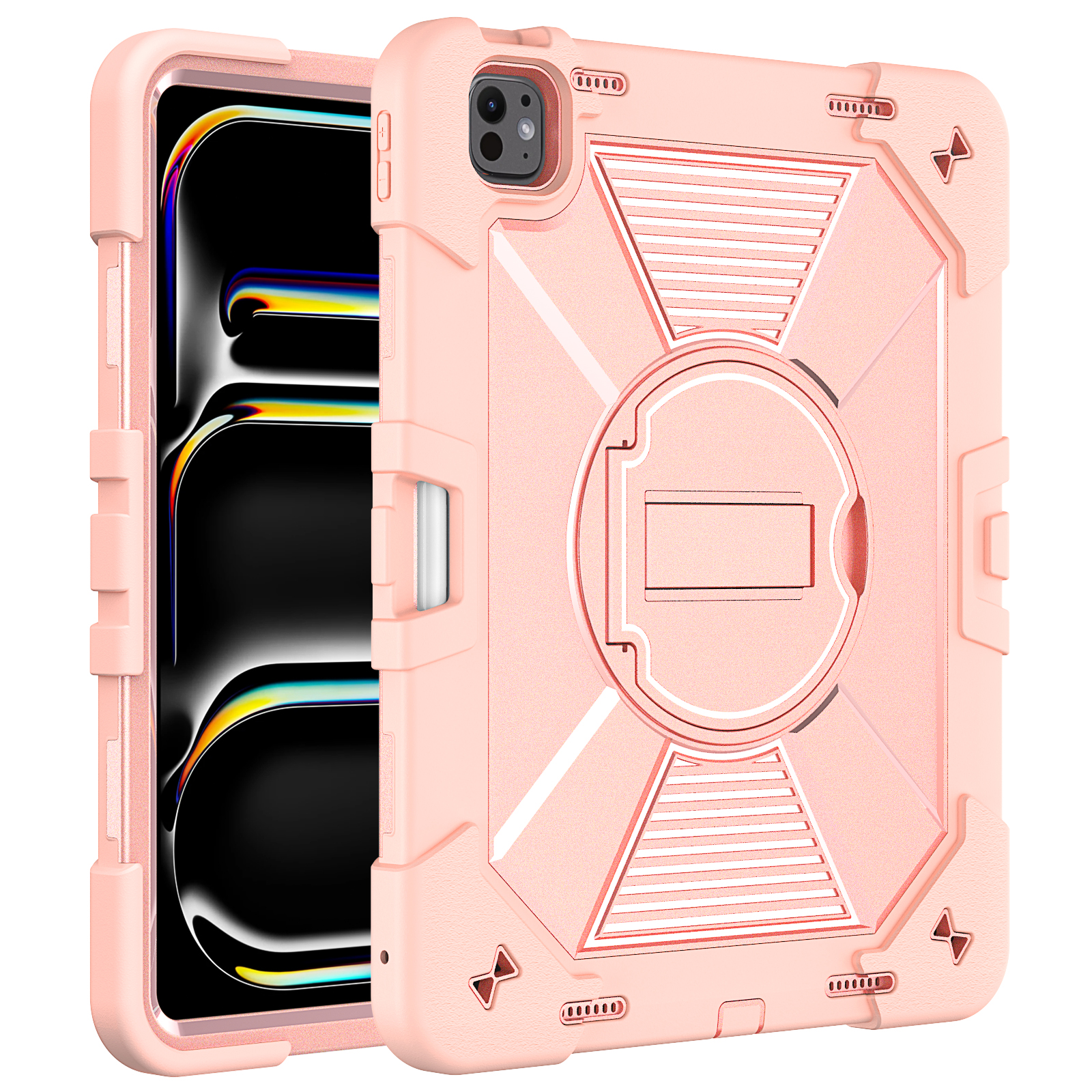 TOZIZO Rose Gold Enterprise Anti-Drop Rugged Tablet Case for iPad Pro 13 M4M5 and Air 13 M2M3M4 Bulk Purchasing