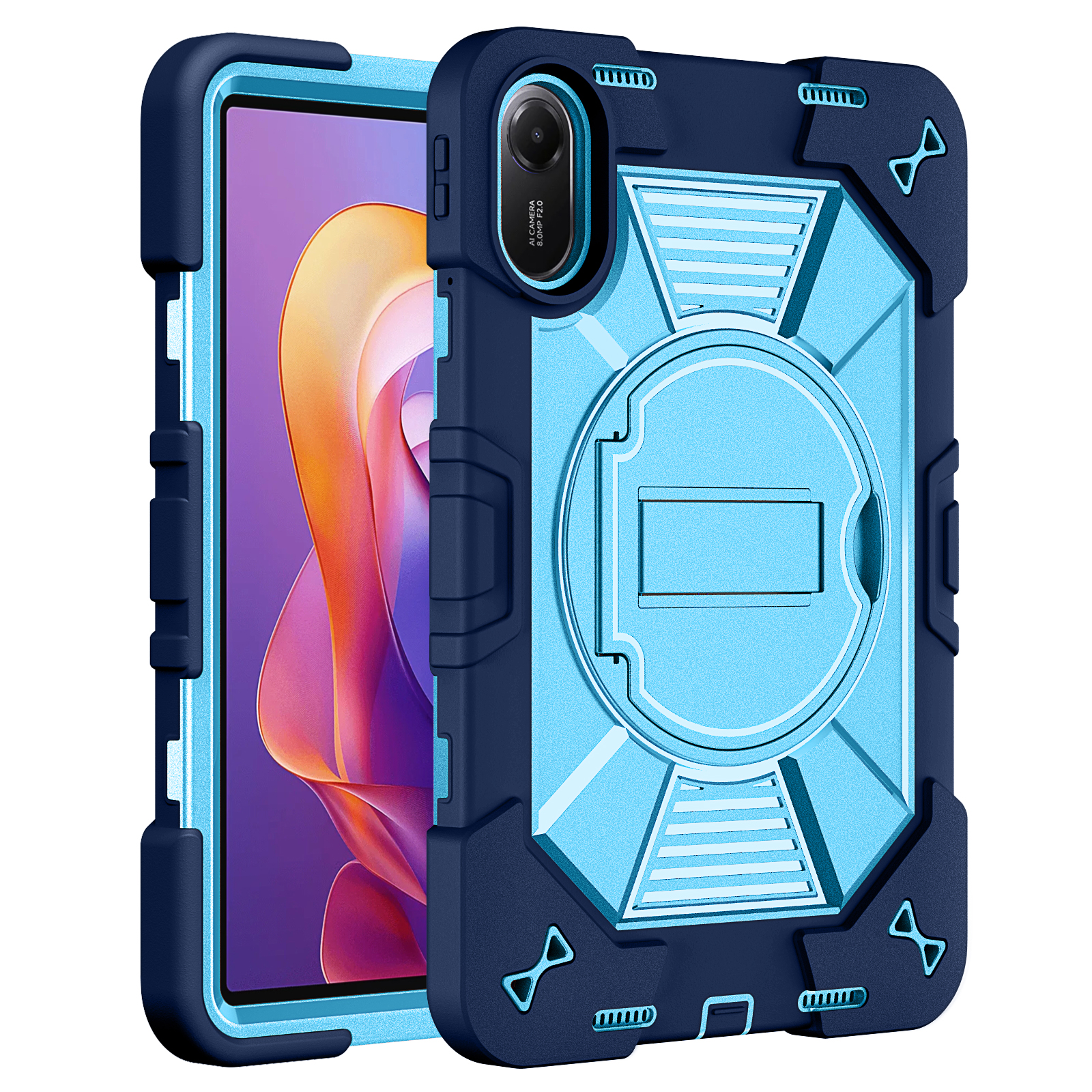TOZIZO Navy Blue B2B Wholesale Education Use Rugged Tablet Case Redmi Pad 2 Heavy Duty Enterprise Armor Cover with Shoulder Strap