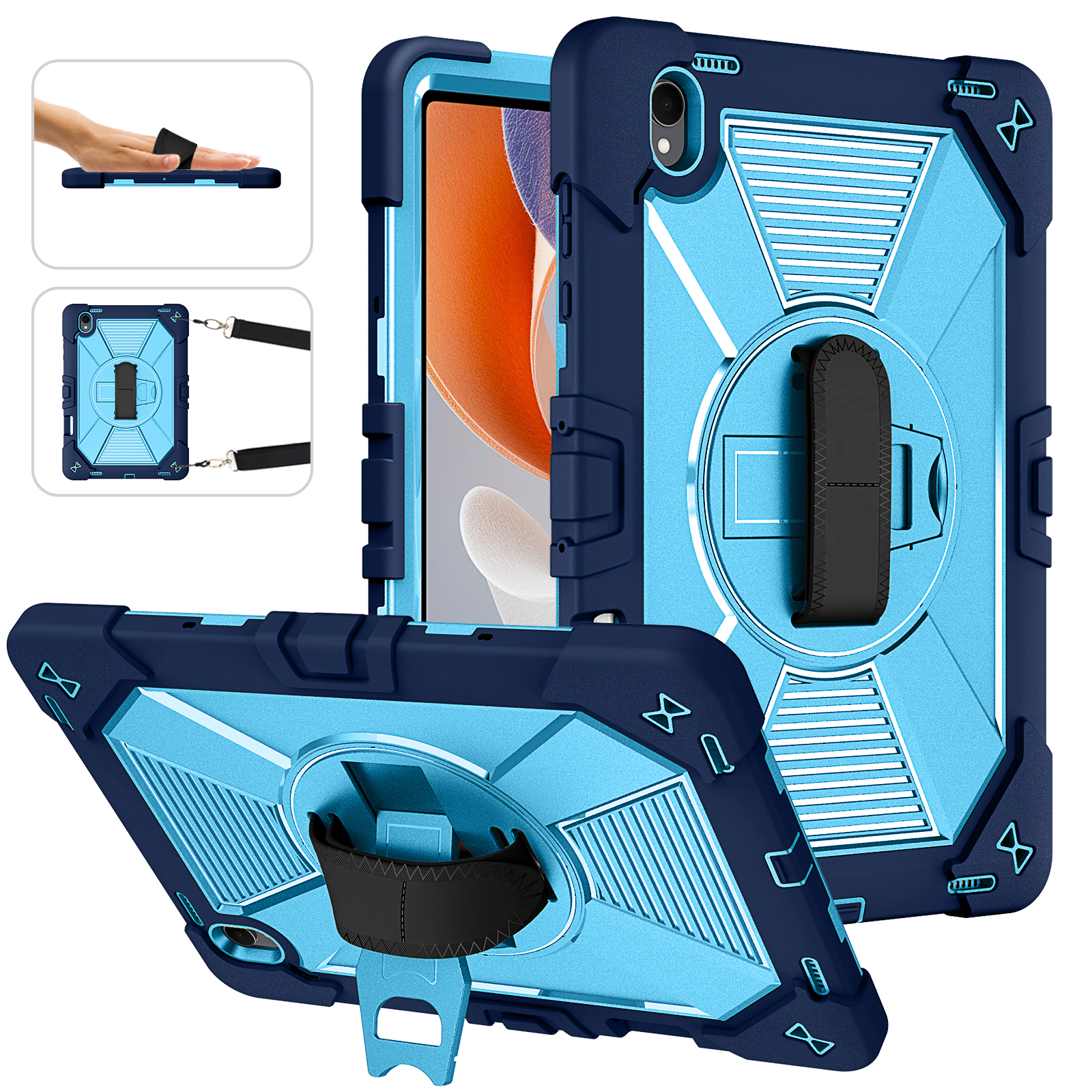 TOZIZO Navy Blue Samsung Tab S12 Plus Heavy Duty Rugged Case with 360 Swivel Stand for Enterprise & Wholesale Buyers