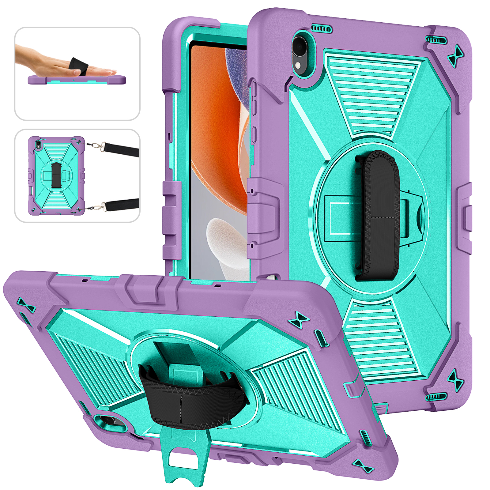 TOZIZO Purple Mint Samsung Tab S12 Plus Armor Case with 360 Rotating Stand for Education & Business Tablet Solutions